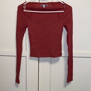 Urban Outfitters XS Red Ribbed Orla Square Neck Top